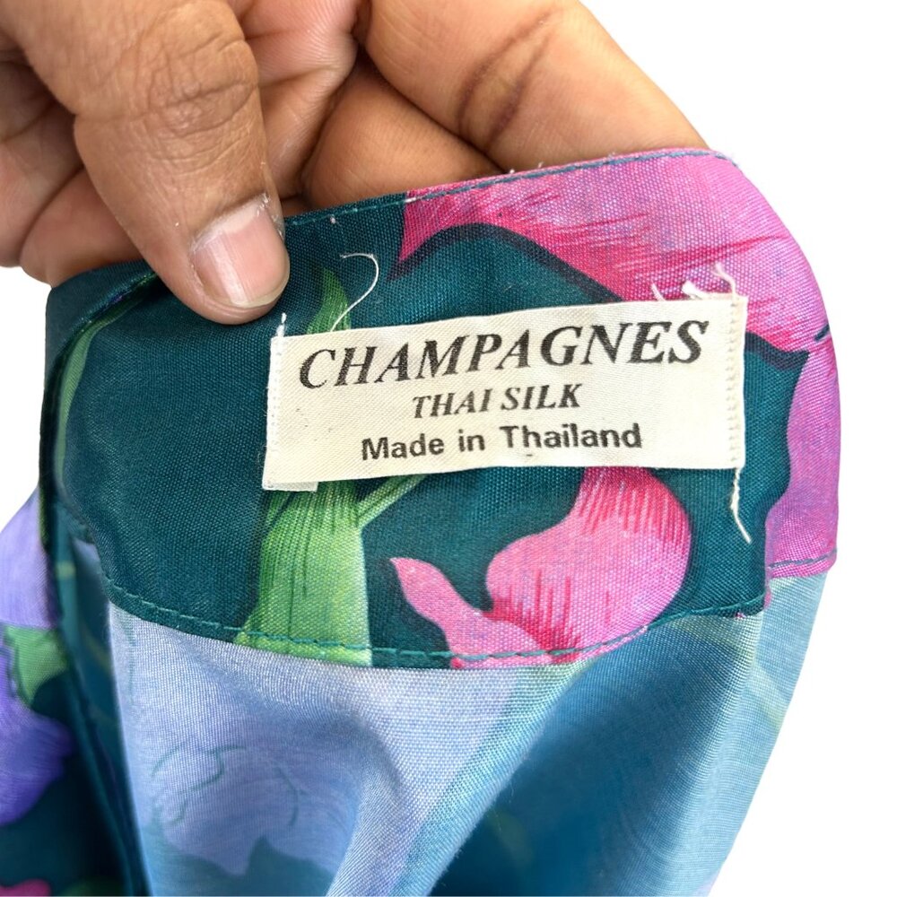 VINTAGE 90s-Y2K Thai Silk Floral Top - Picture 5 of 6